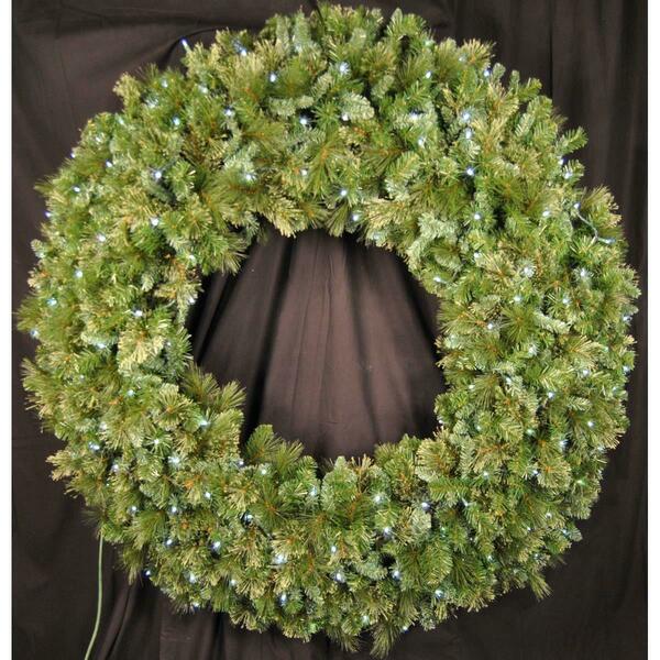 Queens Of Christmas 5 ft. Blended Pine Pre-Lit with LEDs Wreath, Pure White GWBM-05-LPW